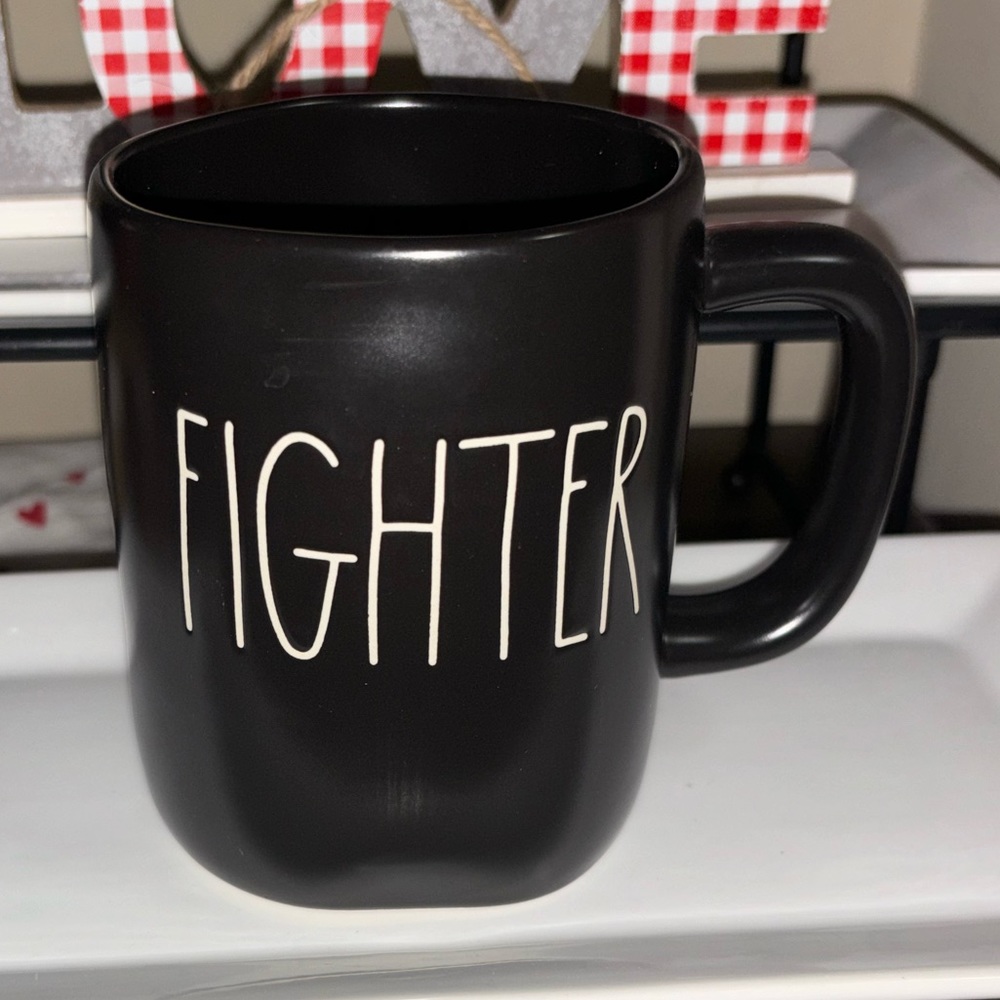 Rae Dunn FIGHTER Black Mug
